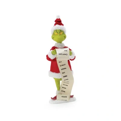 Jim Shore Dr. Seuss The Grinch Licensed  Grinch's Nice List Santa 12in In Red