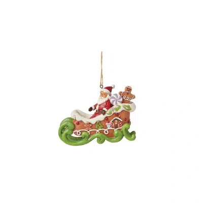 Jim Shore Gingerbread Christmas   Gingerbread Chrstms Sleigh Ornament 3in In Multi
