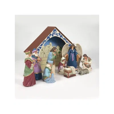 Jim Shore Heartwood Creek 10 Pc Nativity Set Figurines 10.91in In Purple;blue;white;green