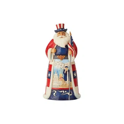 Jim Shore Heartwood Creek  American Santa Figurine 7.1in H In Blue