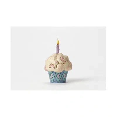 Jim Shore Heartwood Creek Birthday Cupcake Mini Figurine 3.6in H In Blue;pink