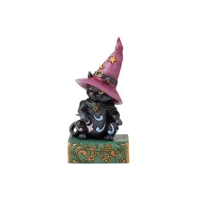 Jim Shore Heartwood Creek Black Cat Sitting On Book Pint Figurine 5.71in In Multi