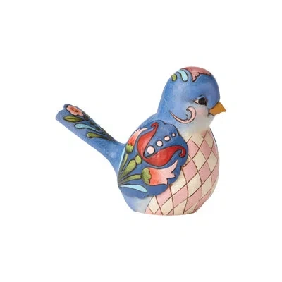 Jim Shore Heartwood Creek Blue Floral Bird Figurine 4in H In Blue;white;pink