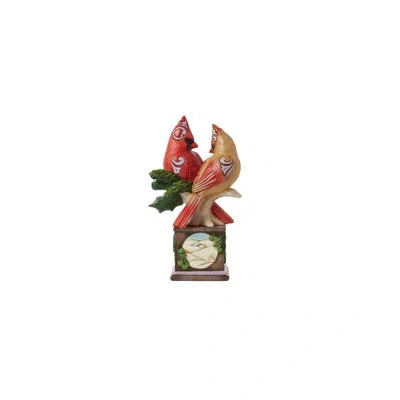 Jim Shore Heartwood Creek Cardinal Pair On Pedestal Figurine 6.89in In Multi