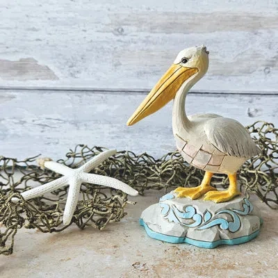 Jim Shore Heartwood Creek Coastal Pelican Bird Figurine 4.75 Inch In White;orange