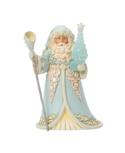 Jim Shore Heartwood Creek Coastal Santa With Glass Tree Figurine In Blue