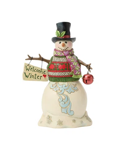 Jim Shore Heartwood Creek Fig Snowman With Hanging Sign In Multi