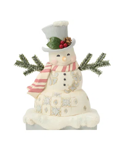 Jim Shore Heartwood Creek Fig Woodland Snowman With Top Hat In White