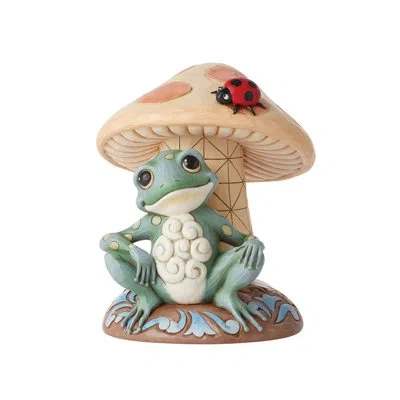 Jim Shore Heartwood Creek Frog Leaning On Mushroom Figurine 7.3in H In Brown;green;beige