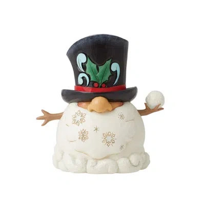 Jim Shore Heartwood Creek Gnome Snowman With Snowball Figurine 5.3in H In Ivory;tan;black