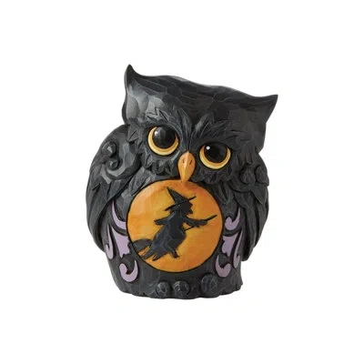 Jim Shore Heartwood Creek Halloween Owl Mini Figurine 3.8in H In Orange;black