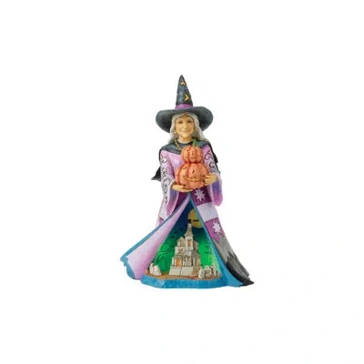 Jim Shore Heartwood Creek Halloween Witch Holding Pumpkins Led Figurine 8.27in In Multi