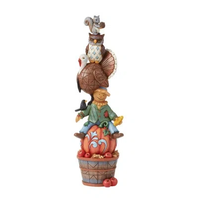 Jim Shore Heartwood Creek Harvest Critter Stack  Figurine 11.22in In Orange;brown;green;red