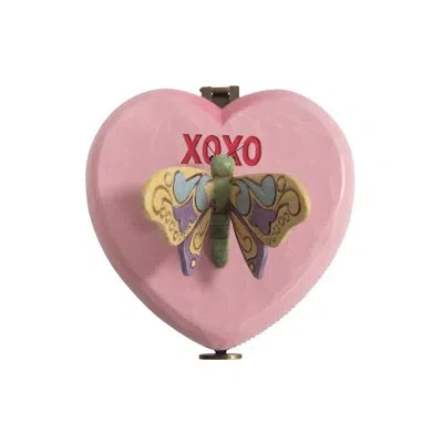 Jim Shore Heartwood Creek Heart With Butterfly Trinket Box Figurine 4in In Pink