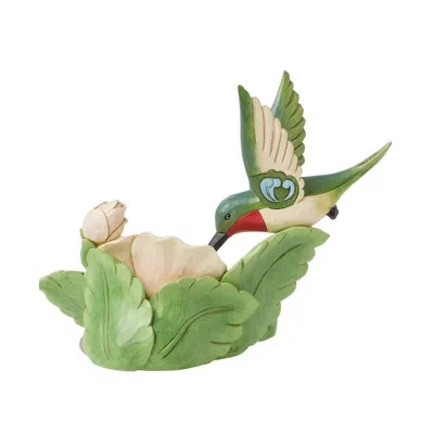 Jim Shore Heartwood Creek Hummingbird Figurine 5in H In Green;pink