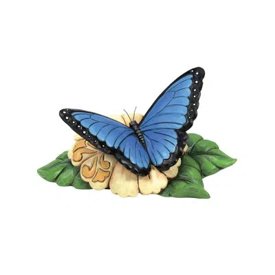Jim Shore Heartwood Creek Mini Blue Morpho Butterfly Figurine 3in H In Blue;green;beige
