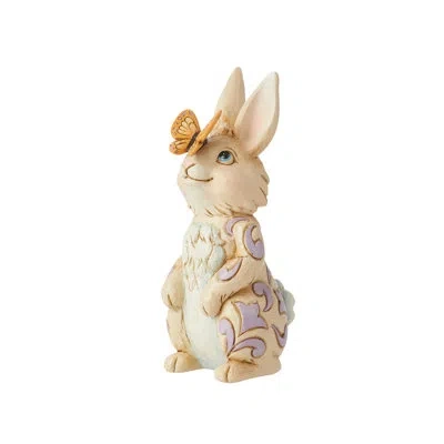 Jim Shore Heartwood Creek Mini Bunny With Butterfly Figurine 3.9in H In Beige;orange;purple