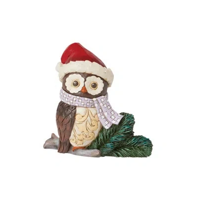Jim Shore Heartwood Creek Mini Owl With Santa Hat Figurine 3.66in In Multi
