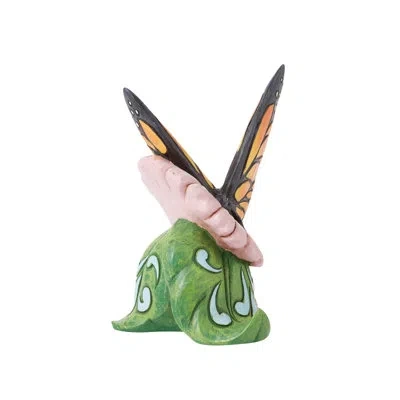Jim Shore Heartwood Creek Monarch Butterfly Mini Figurine 4in H In Green;pink;mutli