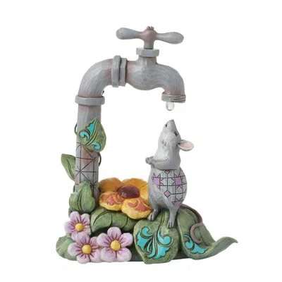Jim Shore Heartwood Creek Nature's Madow Mouse With A Waterdrop Figurine 6 Inch In Silver