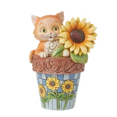 Jim Shore Heartwood Creek Nature's Meadow Cat In A Flowerpot Figurine 6.875 Inch In Multi