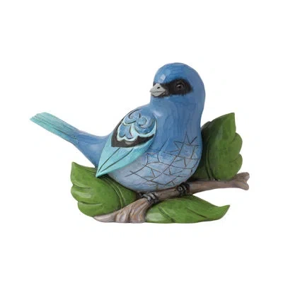 Jim Shore Heartwood Creek Nature's Meadow Indio Bunting Bird Figurine 4 Inch In Blue;brown;green