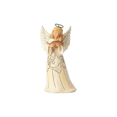 Jim Shore Heartwood Creek Pint Sized Angel With Dog Figurine 5.2in H In White;yellow
