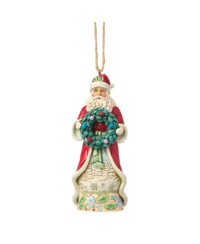 Jim Shore Heartwood Creek Santa Holding Wreath In Multi