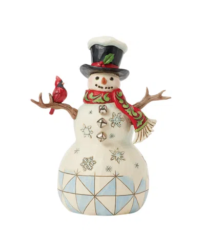 Jim Shore Heartwood Creek Snowman With Cardinal Figurine In Blue