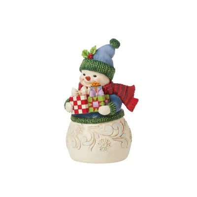 Jim Shore Heartwood Creek Snowman With Gifts Figurine 8.46in In Cream;blue;green;red