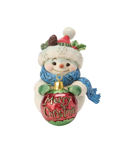 Jim Shore Heartwood Creek Snowman With Large Ball Ornament In Multi