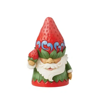 Jim Shore Heartwood Creek Strawberry Hat Gnome Figurine 3.9in H In White;green;red