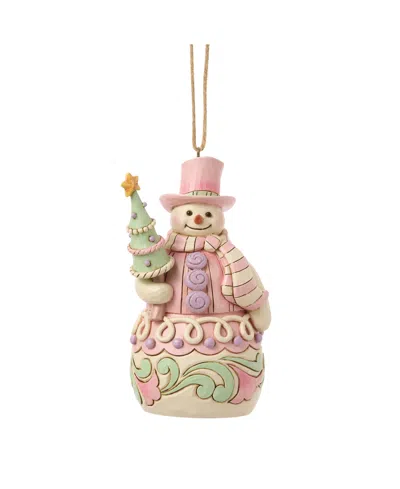 Jim Shore Heartwood Creek Sweets Snowman With Tree In Pink