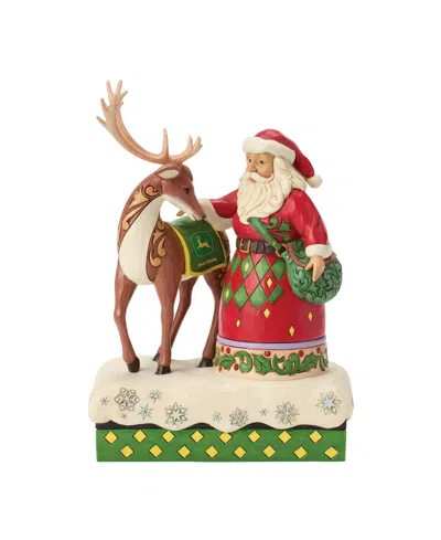 Jim Shore John Deere Santa And Reindeer Figurine In Multi