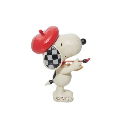 Jim Shore Peanuts By  Mini Snoopy Artist Figurine 3.3in H In Black;red;cream