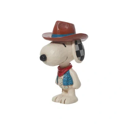 Jim Shore Peanuts By  Snoopy Cowboy Mini Figurine 3.4in H In Blue;brown;cream