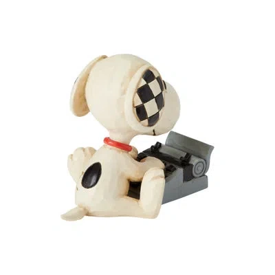 Jim Shore Peanuts By  Snoopy Typing Mini Figurine 3in H In Black;white