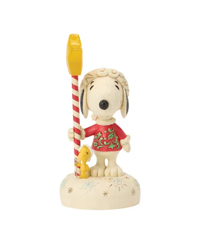 Jim Shore Peanuts Fig Snoopy With Light Up Star In White