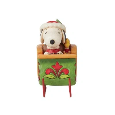 Jim Shore Peanuts Snoopy & Woodstock In Sleigh Figurine 4.92in In Multi