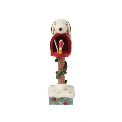 Jim Shore Peanuts Snoopy & Woodstock Mailbox Figurine 7.28in In Multi