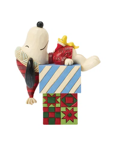 Jim Shore Peanuts Snoopy And Woodstock With Gifts Figurine In Multi