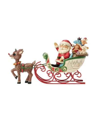 Jim Shore Rudolph Pulling Santa In Sled Figurine In Multi
