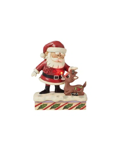 Jim Shore Santa Petting Rudolph Figurine In Multi