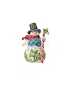 Jim Shore Snowman With Candy Cane Figurine In Multi