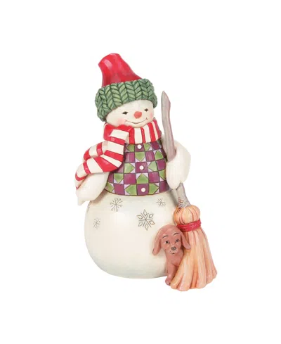 Jim Shore Snowman With Dog Peeking Figurine In Multi