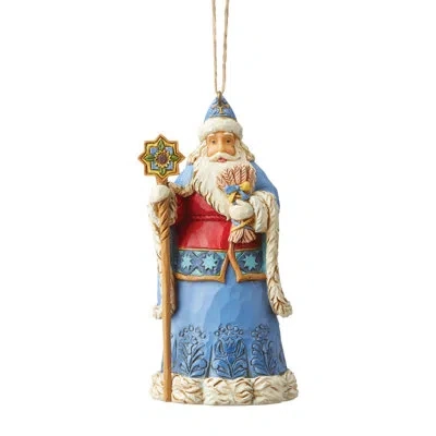 Jim Shore Ukrainian Santa Hanging Figurine Christmas Ornament 4.7in H In Blue;white