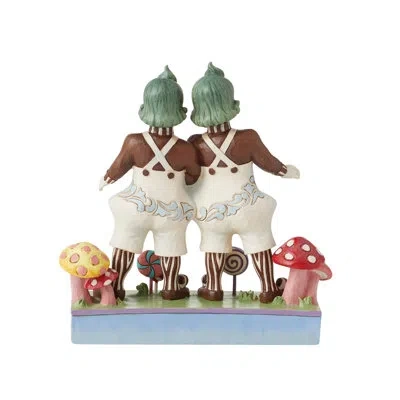 Jim Shore Willy' Wonka By  Oompa Loompas Side By Side Figurine 5.4in H In Brown;white;green;red