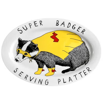 Jimbobart Badger Serving Platter In Yellow