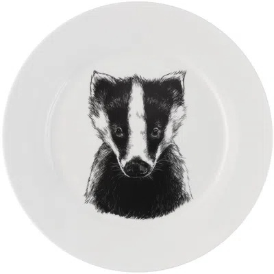 Jimbobart British Wildlife Collection  Badger Dinner Plate In White