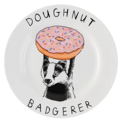 Jimbobart Doughnut Badgerer Side Plate In White